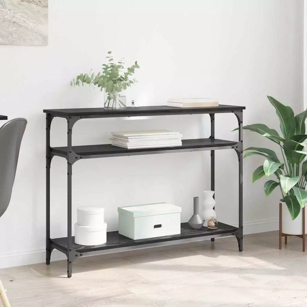 vidaXL Konsola Czarny Dąb 100 x 29 x 75 cm Materiał z drewna pochodzenia