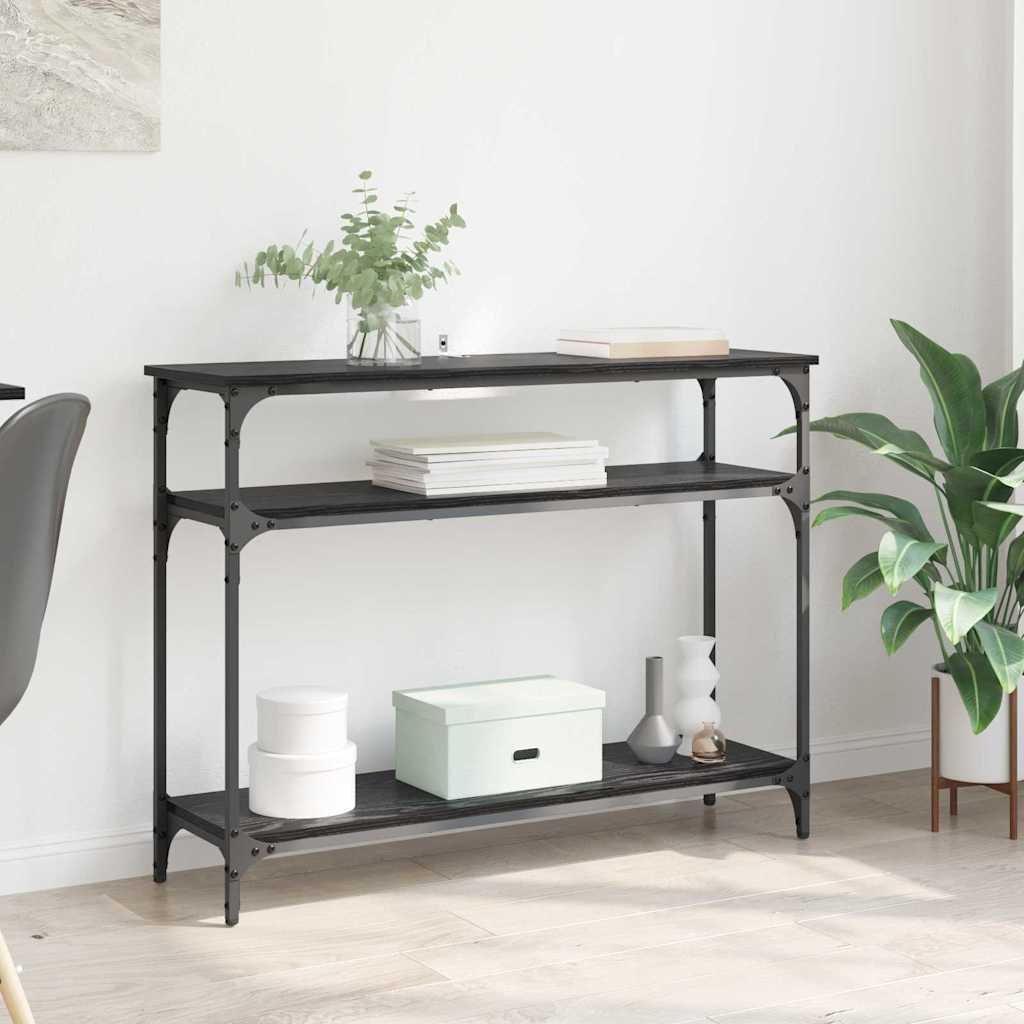 vidaXL Konsola Czarny Dąb 100 x 29 x 75 cm Materiał z drewna pochodzenia
