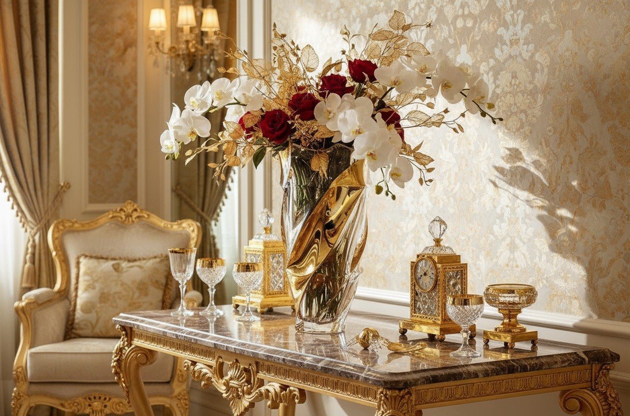 Wazon kryształowy 30 cm Flamenco Belt Gold