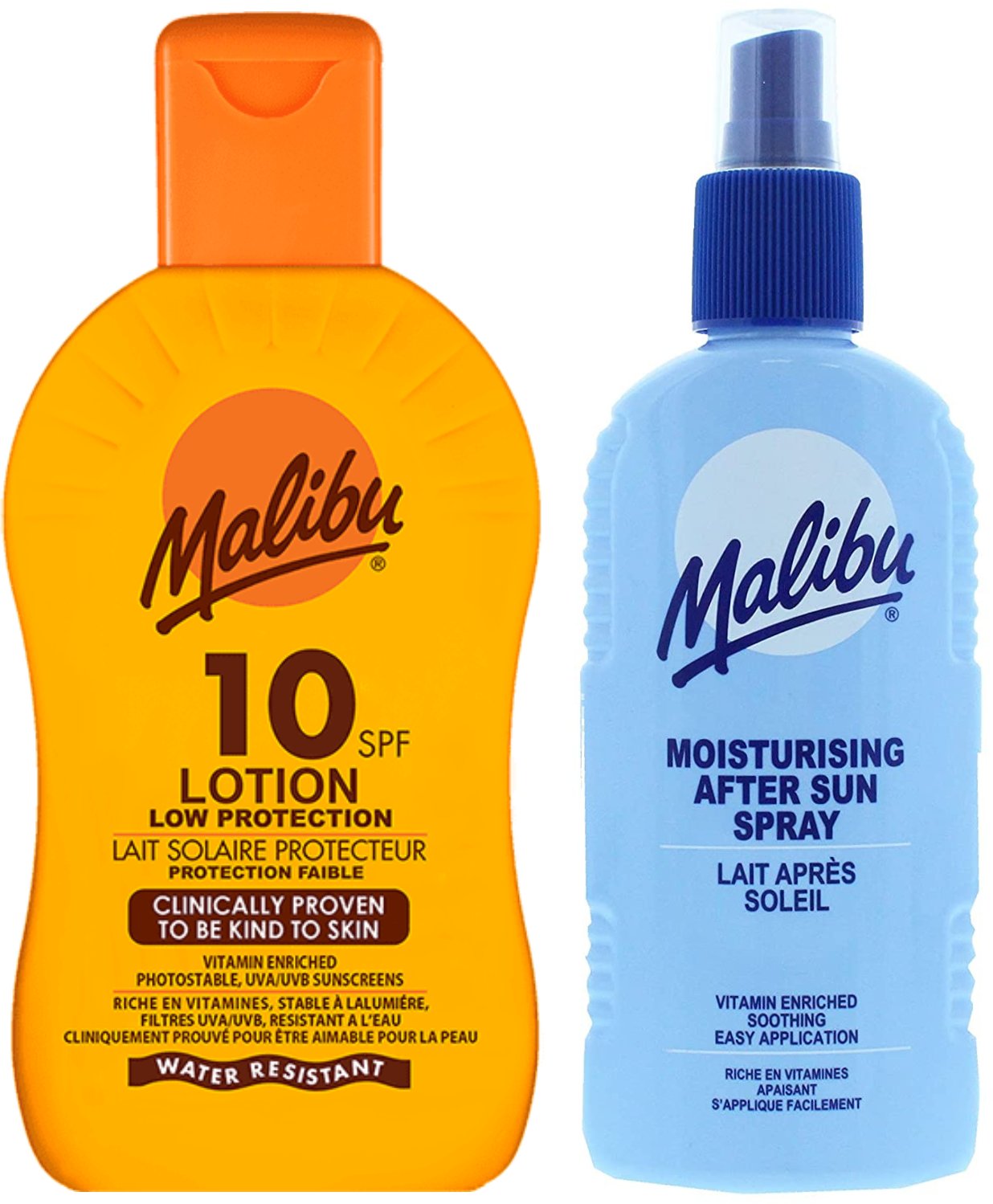 Malibu SPF10 Ochronny Balsam 200ml + Balsam W Sprayu Po Opalaniu 200ml