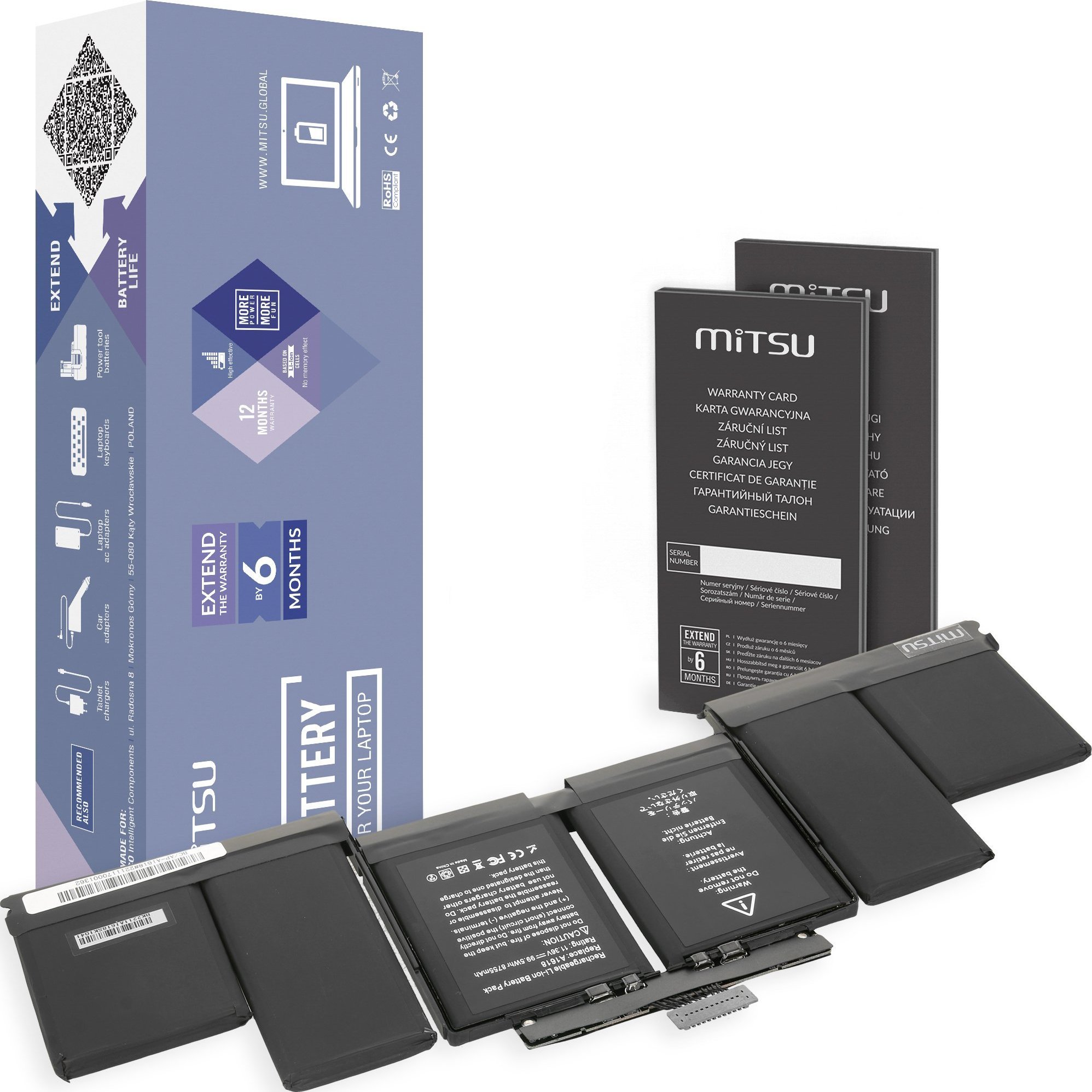 Bateria Mitsu Bateria A1618 MacBook Pro 15 Retina A1398 2015