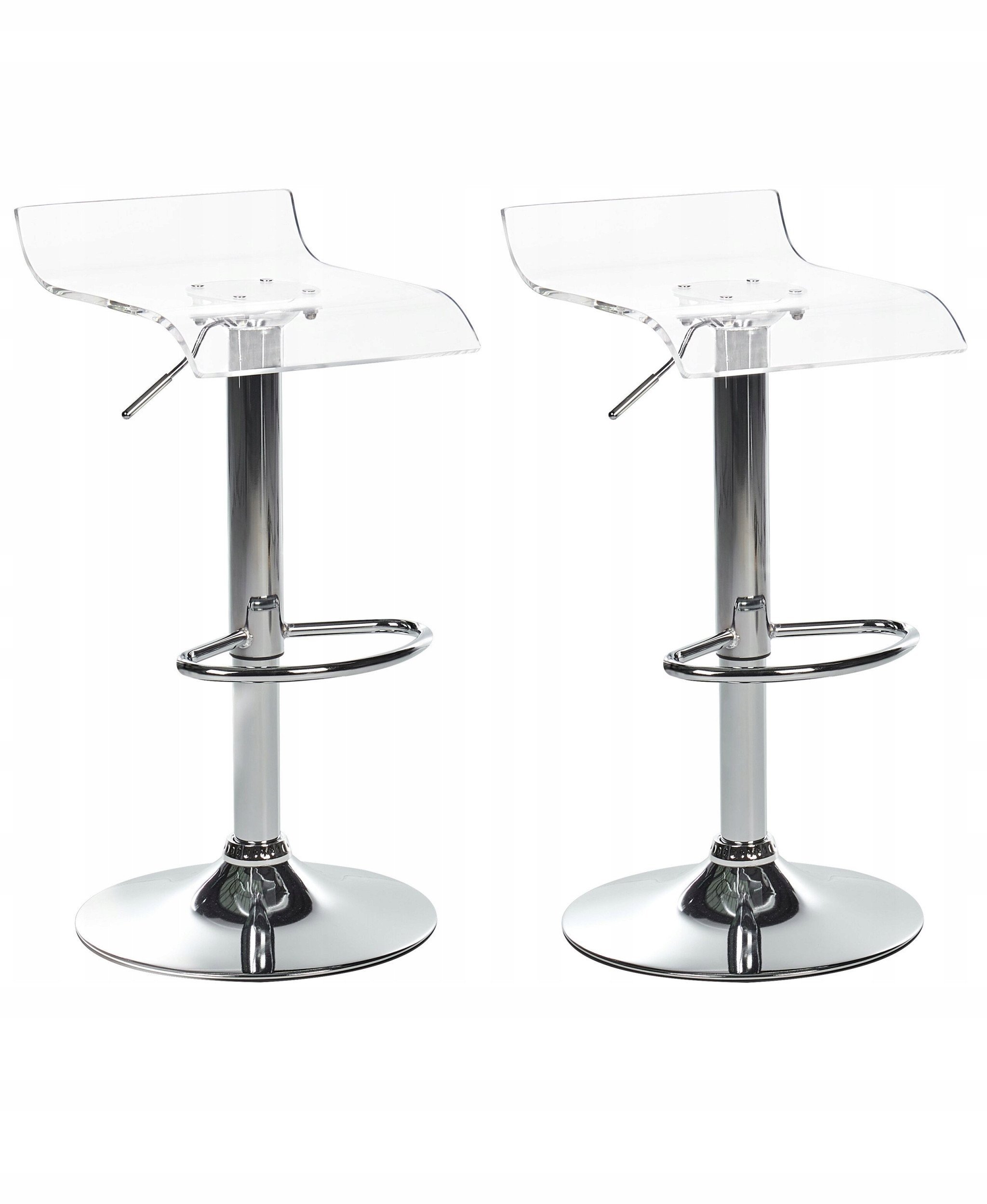 Beliani Zestaw 2 krzeseł barowych NEUM Obrotowy Przezroczysty