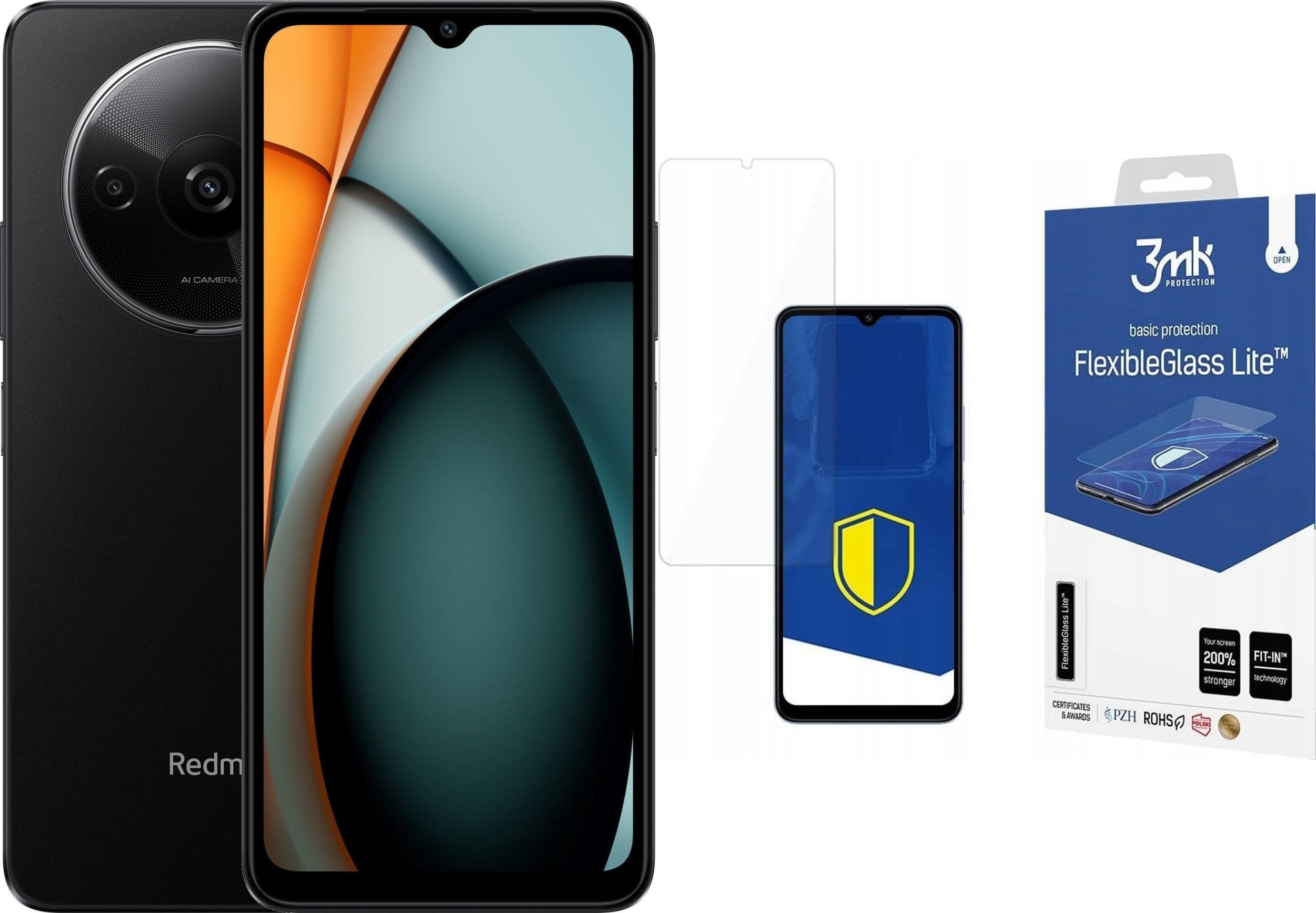 Smartfon Xiaomi Redmi A3 3/64GB Czarny (54305) + FlexibleGlass Lite