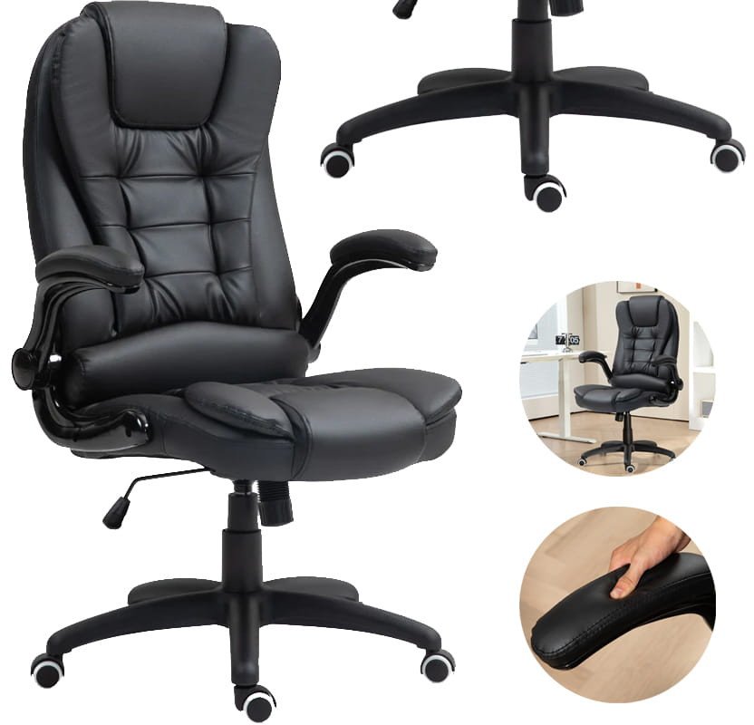 Fotel Biurowy Ze Składanymi Podłokietnikami i Funkcją Odchylania Czarny PAKO 921-731V81BK