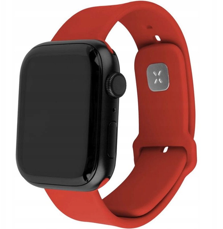 Fixed silicone smartwatch strap, Apple Watch 42 / 44 / 45 mm, red