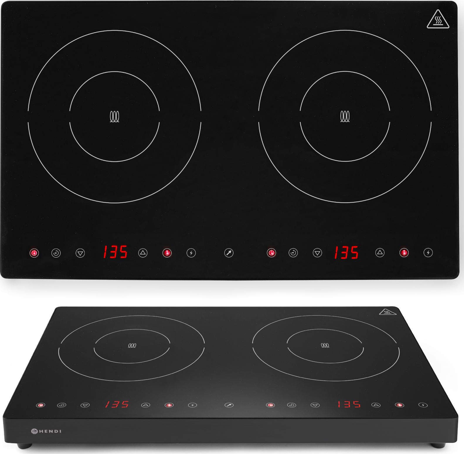 Płyta wolnostojąca Hendi Kuchenka indukcyjna nastawna z panelem dotykowym 2 pola grzewcze Black Line śr. 23 cm 3500 W - Hendi 239414 Kuchenka indukcyj