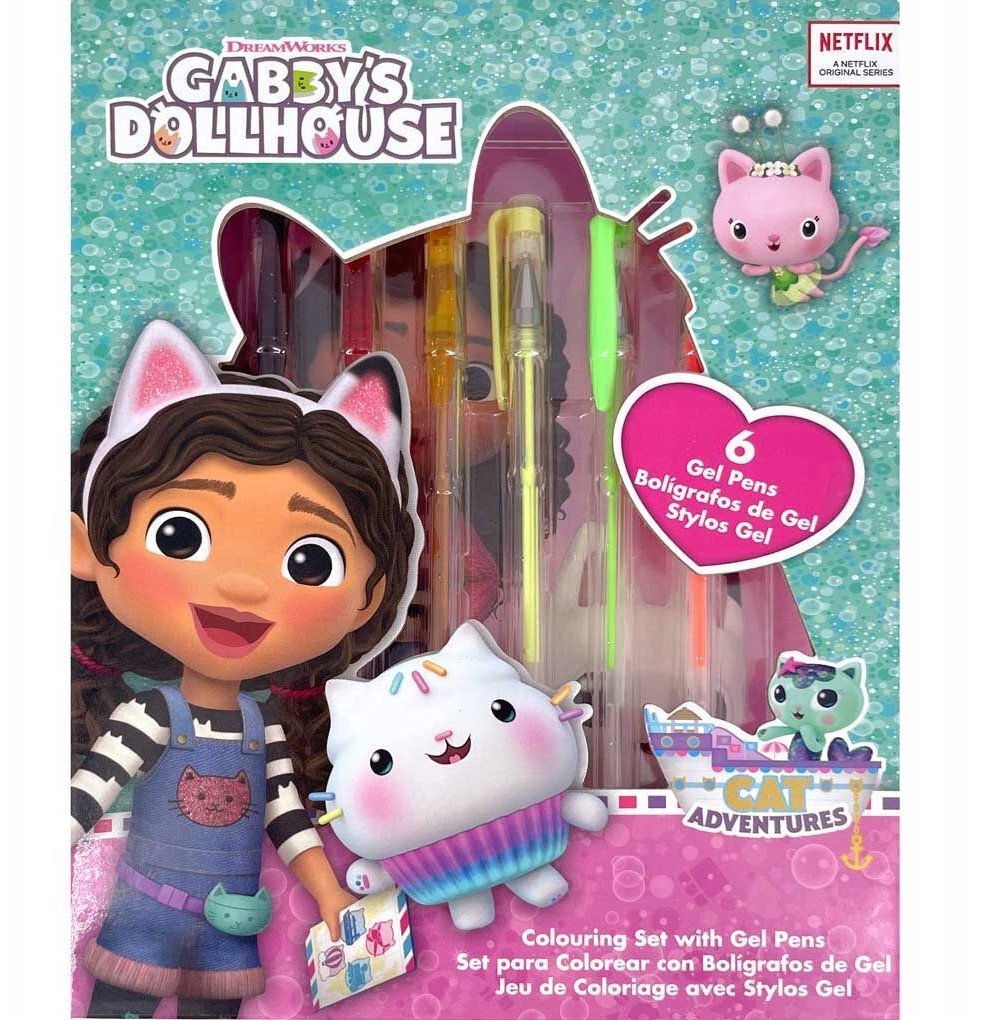 Zestaw piśmienniczy 6 żelowych długopisów z notatnikiem Koci Domek Gabi. Gabby's Dollhouse GD00064 Kids Euroswan