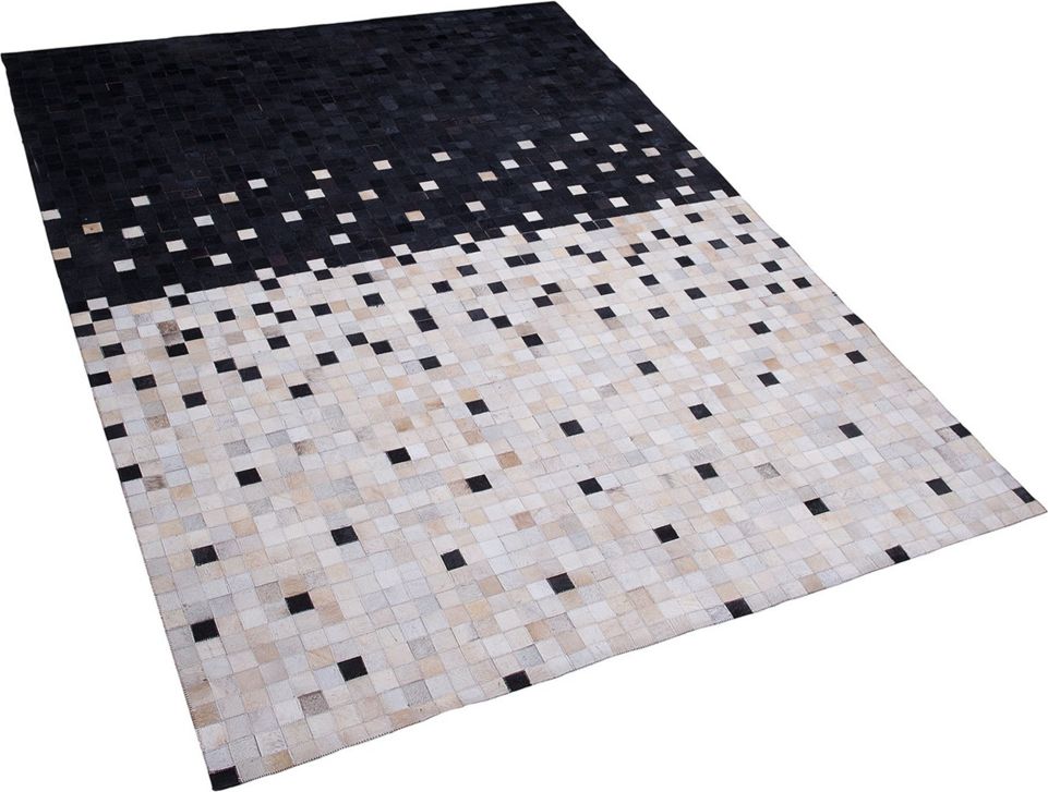 Beliani Dywan patchwork skórzany 160 x 230 cm czarno-beżowy ERFELEK