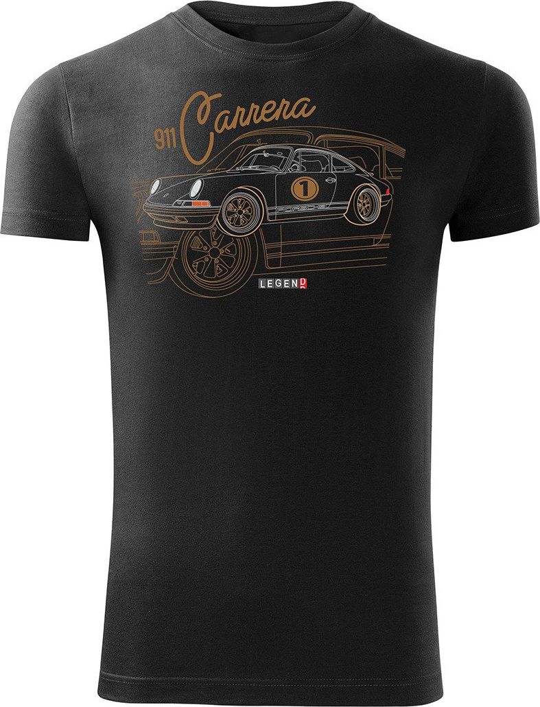 Topslang Koszulka z samochodem Porsche Carrera 911 męska czarna SLIM XXL