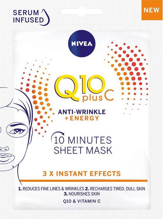 Nivea Q10 Plus C Maska w płacie 10-minutowa Anti-Wrinkle+Energy