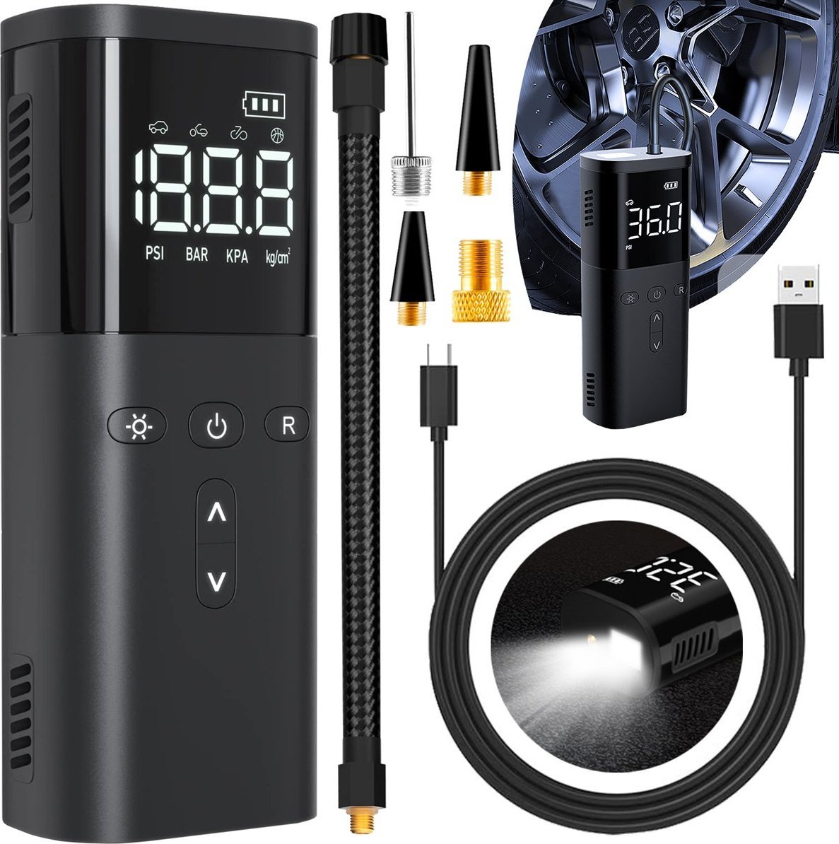 Heckermann Bezprzewodowa pompka elektryczna (kompresor) 4000 mAh Heckermann 8005