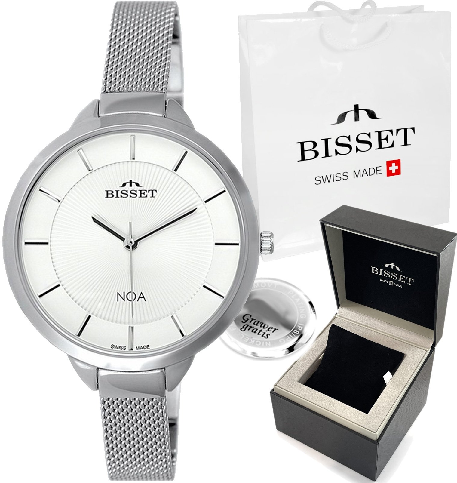 Zegarek Bisset Szwajcarski zegarek damski ROMA z grawerem