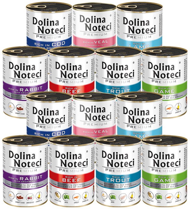 Mokra karma dla psa Dolina Noteci Premium Mix smaków bez drobiu 14 x 400 g