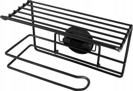 AWD Interior Uchwyt na papier toaletowy z półką ścienny przyklejany stalowy czarny