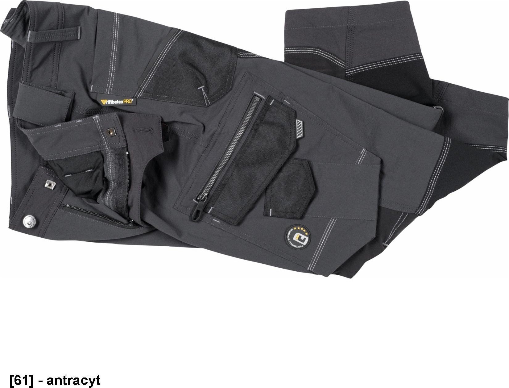 CERVA NEURUM PERFORMANCE 3/4 spodnie - męskie szorty robocze, elastyczny materiał TrifibetexPRO, 6 kieszeni, odblaski - antracyt 62