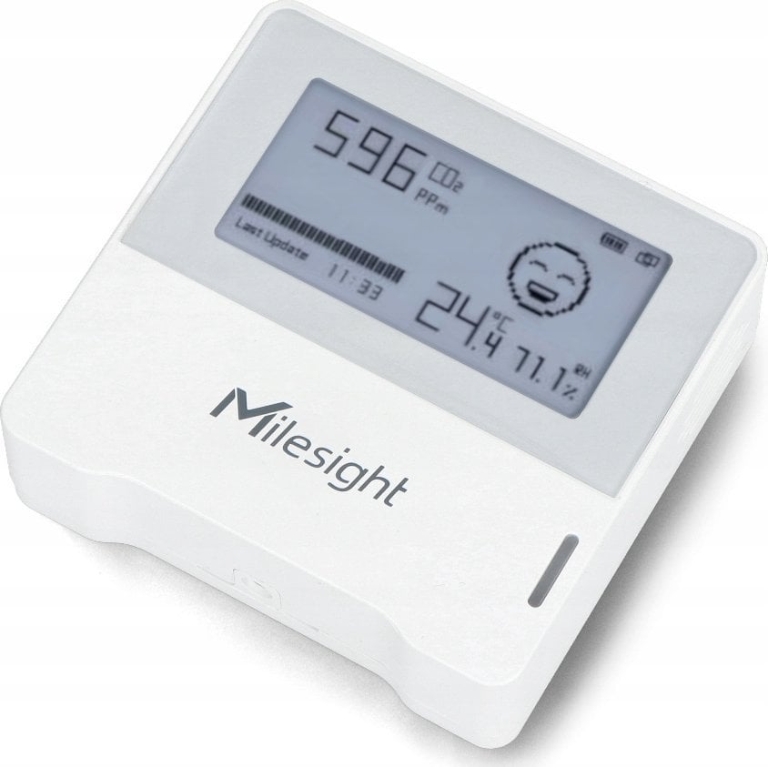 MILESIGHT Milesight AM103 Czujnik jakości powietrza LoRaWAN z wyświetlaczem E-INK 3w1 Pomiar: Temperatury Wilgotności CO2 Kompaktowe Rozmiary Bateryjn
