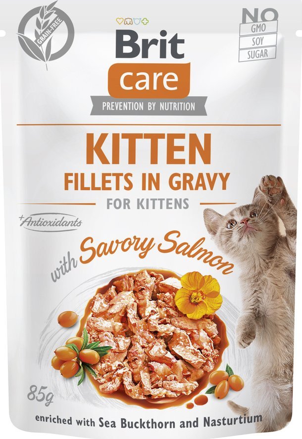 Triton BRIT CARE Cat Kitten Fillets in Gravy with Savory Salmon Enriched with Sea Buckthorn and Nasturtium 85g