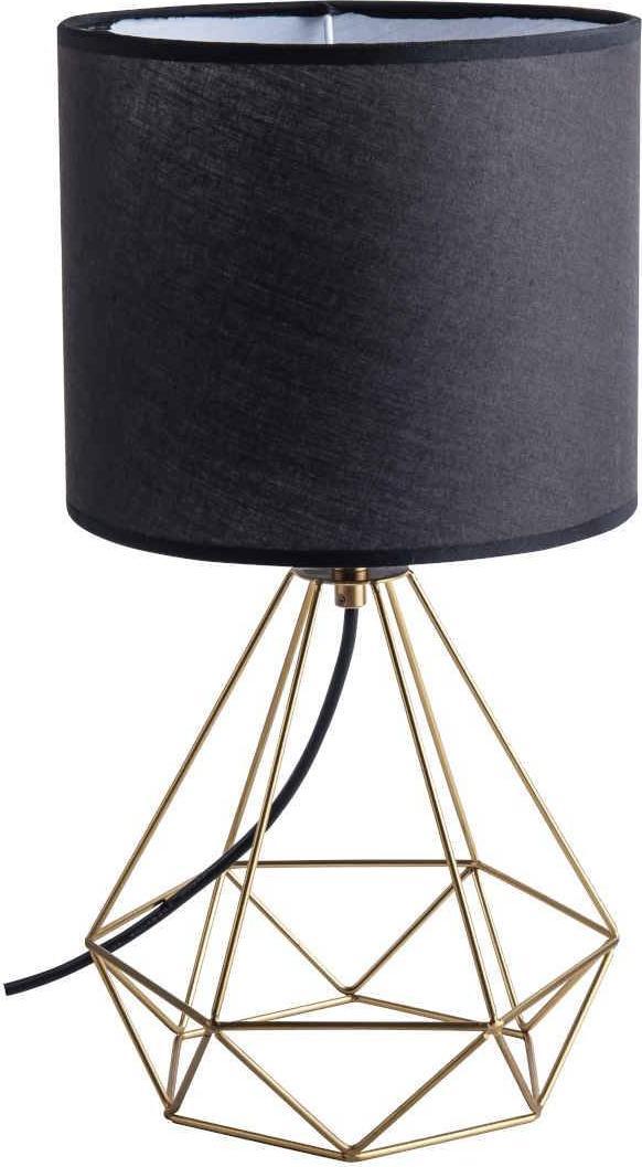 Lampa stołowa Polux Gabinetowa LAMPA abażurowa HIRA 318602 Polux druciana LAMPKA stołowa złota czarna
