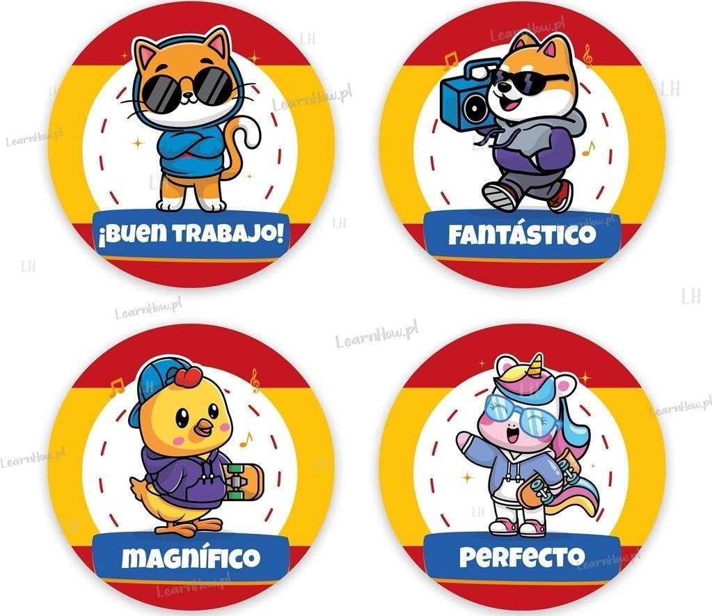 LearnHow Naklejki motywacyjne - Język hisz. Zwierzątka 48sz