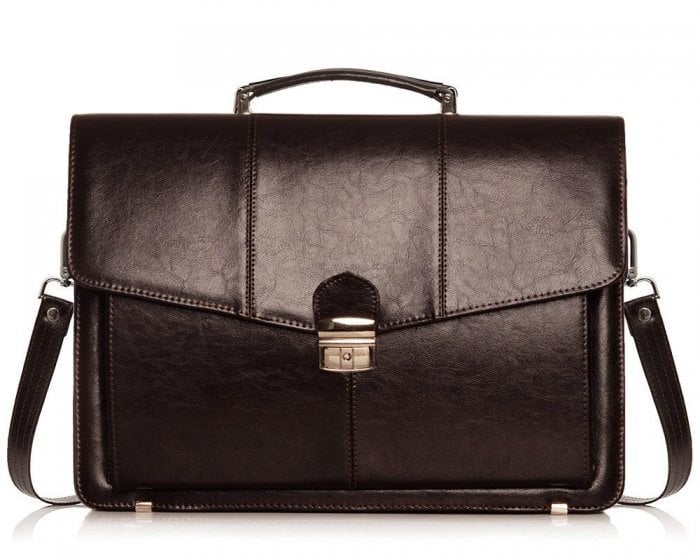 SKÓRZANA AKTÓWKA TECZKA NA DOKUMENTY SOLOME BODO BRĄZOWA