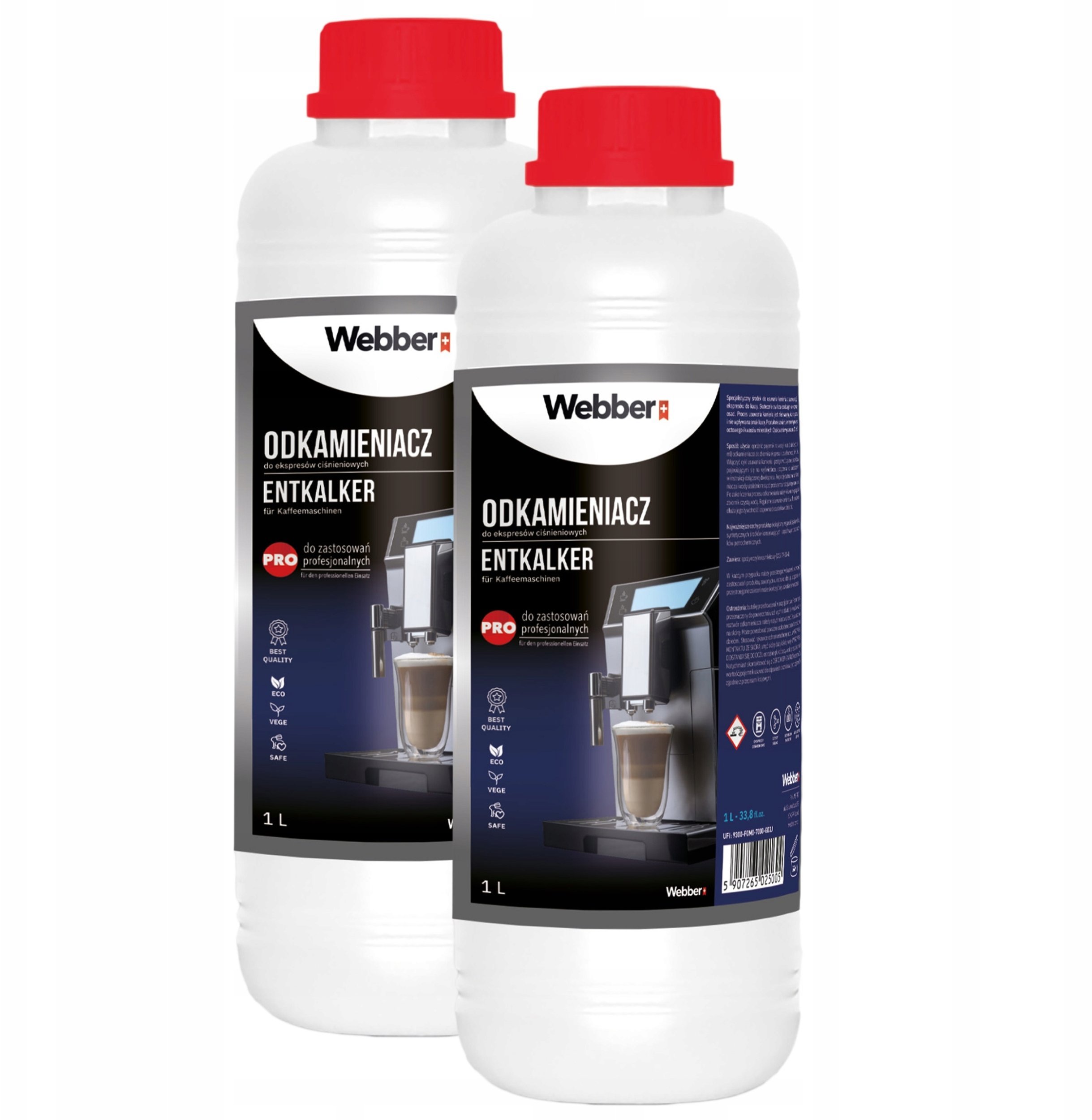 MOCNY Odkamieniacz w Płynie 2L UNIWERSALNY DUŻY WEBBER do Ekspresu -2000ml