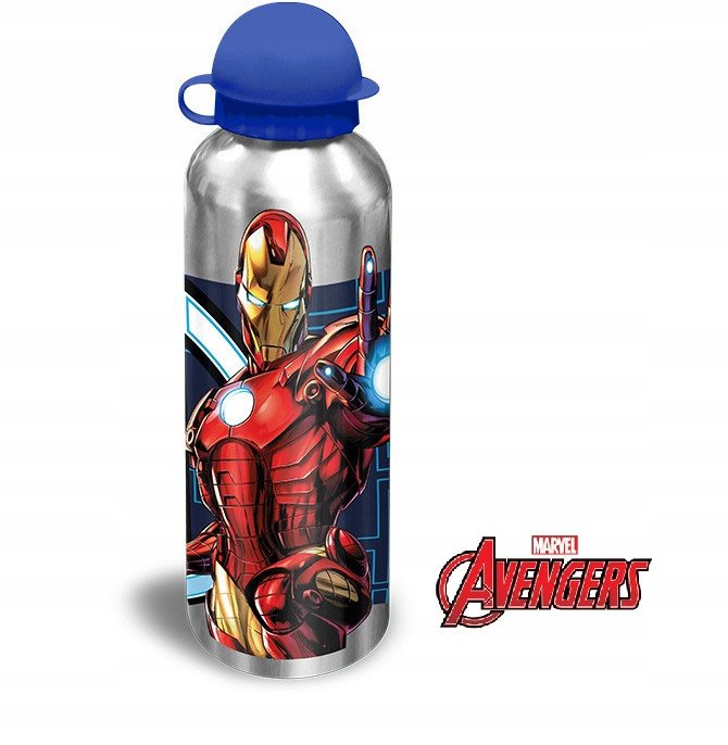 Butelka aluminiowa / bidon / korek niekapek / Avengers / srebrna