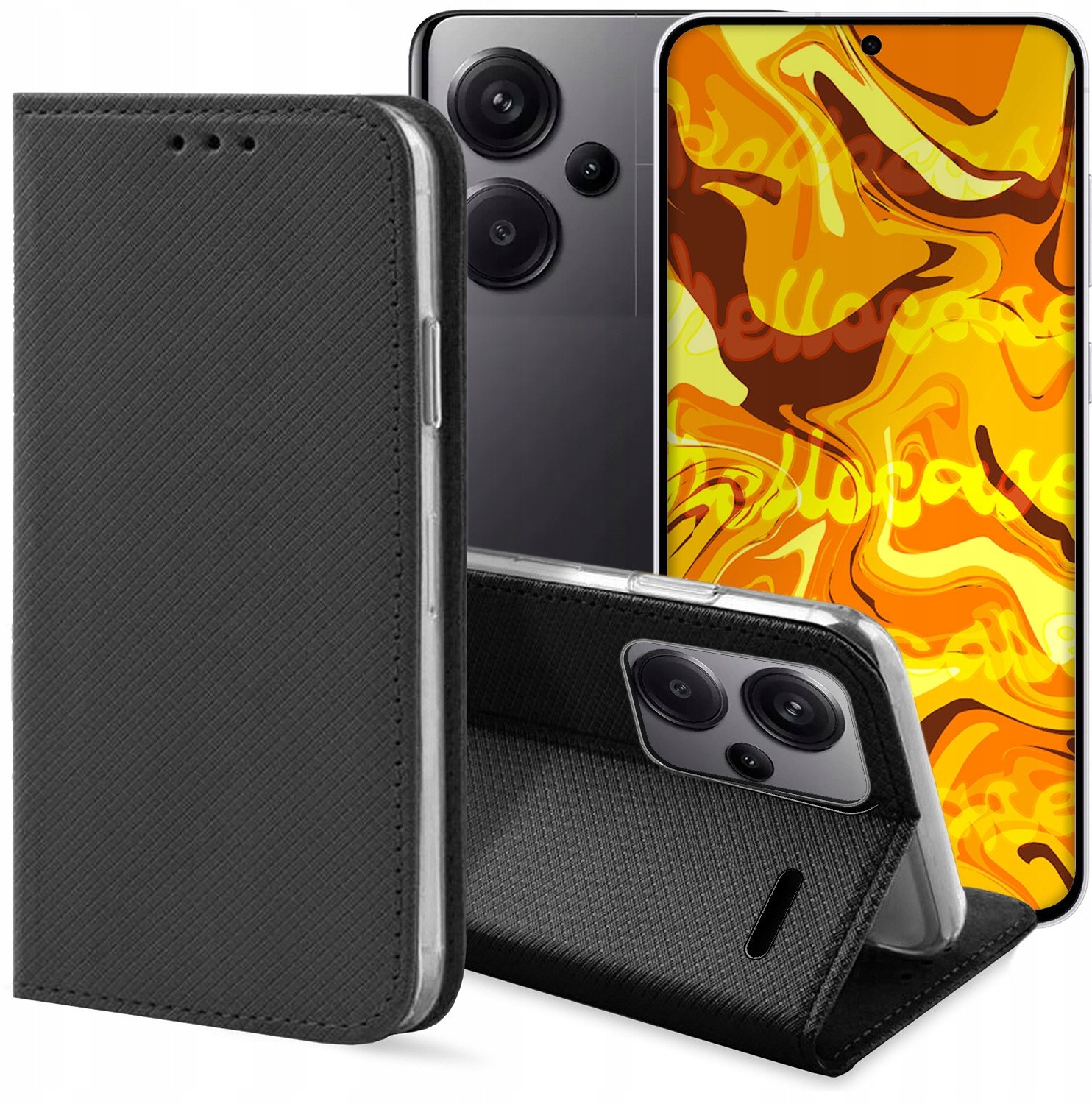 ETUI Z KLAPKĄ DO XIAOMI REDMI NOTE 13 PRO PLUS 5G CZARNE MAGNETYCZNE KABURA