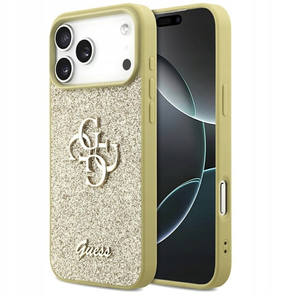 Etui Guess Fixed Glitter Big 4G do iPhone 17 Pro Max złoty