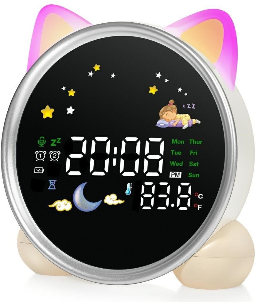 Budzik Wielofunkcyjny z uszkami MajesticLine biały (kotek)