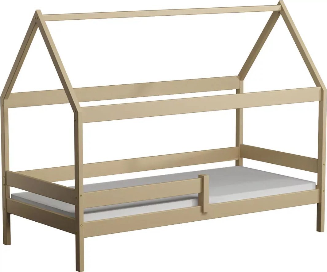 Elior Łóżko dziecięce drewniane z materacem, wanilia - Petit 3X 200x90 cm