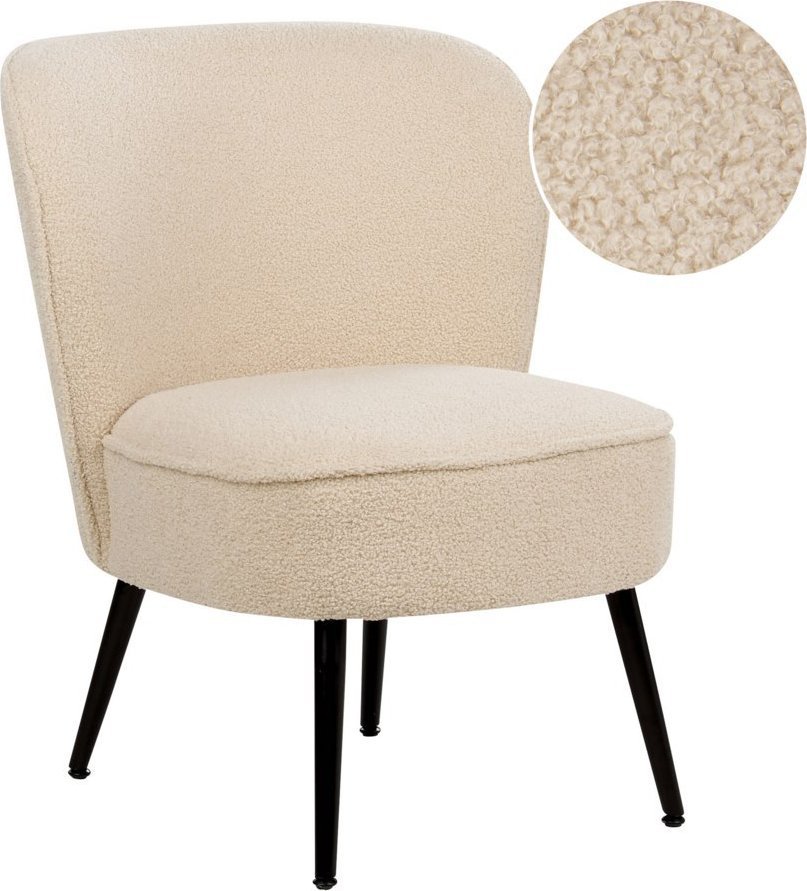 Beliani Fotel boucle jasnobeżowy VOSS