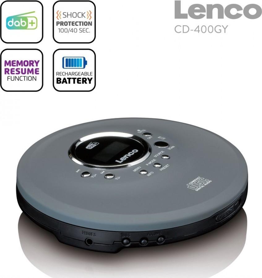 Odtwarzacz CD Lenco Lenco CD-400GY - discman CD/MP3 i radio DAB+/FM