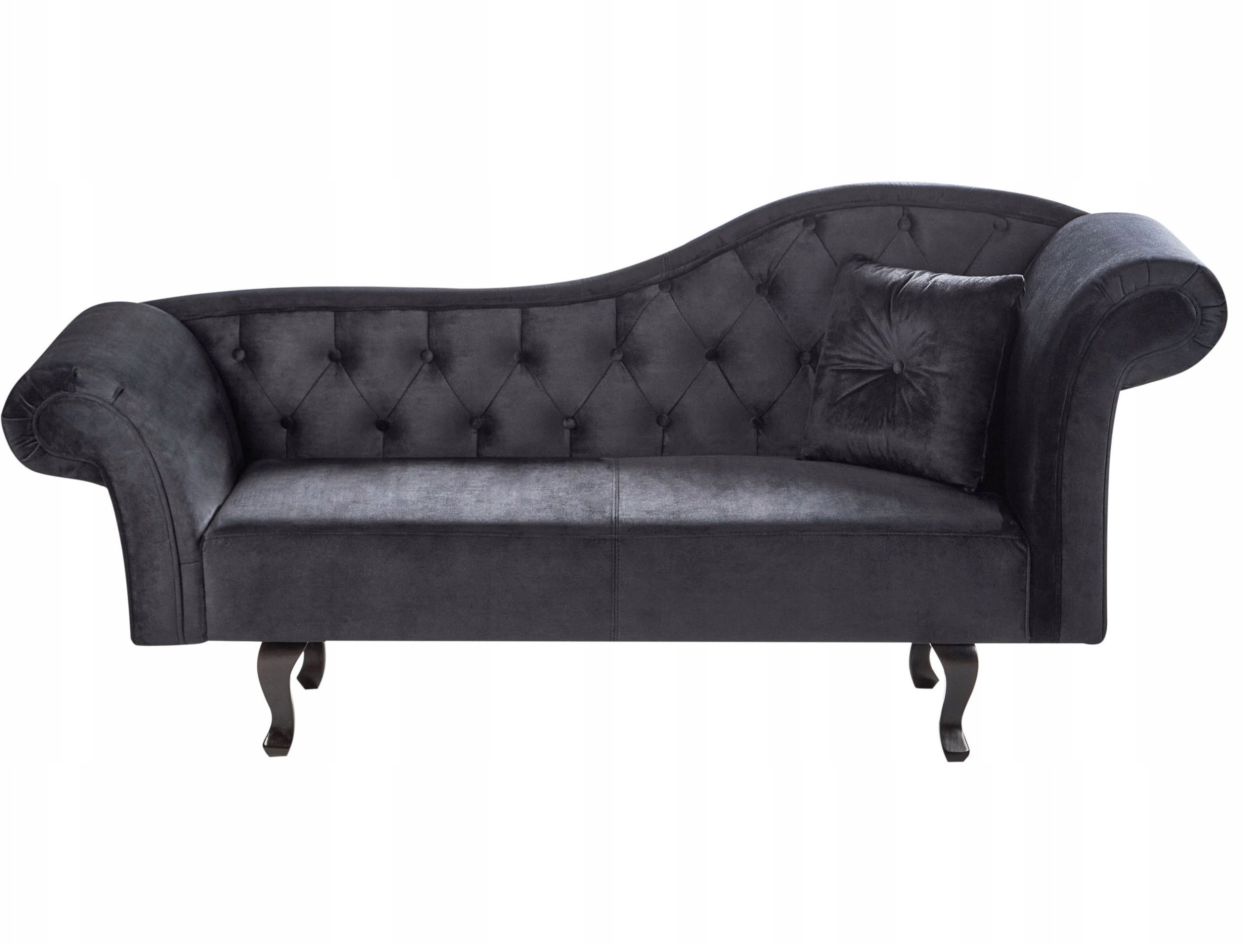 Szezlong welurowy prawostronny czarny LATTES II