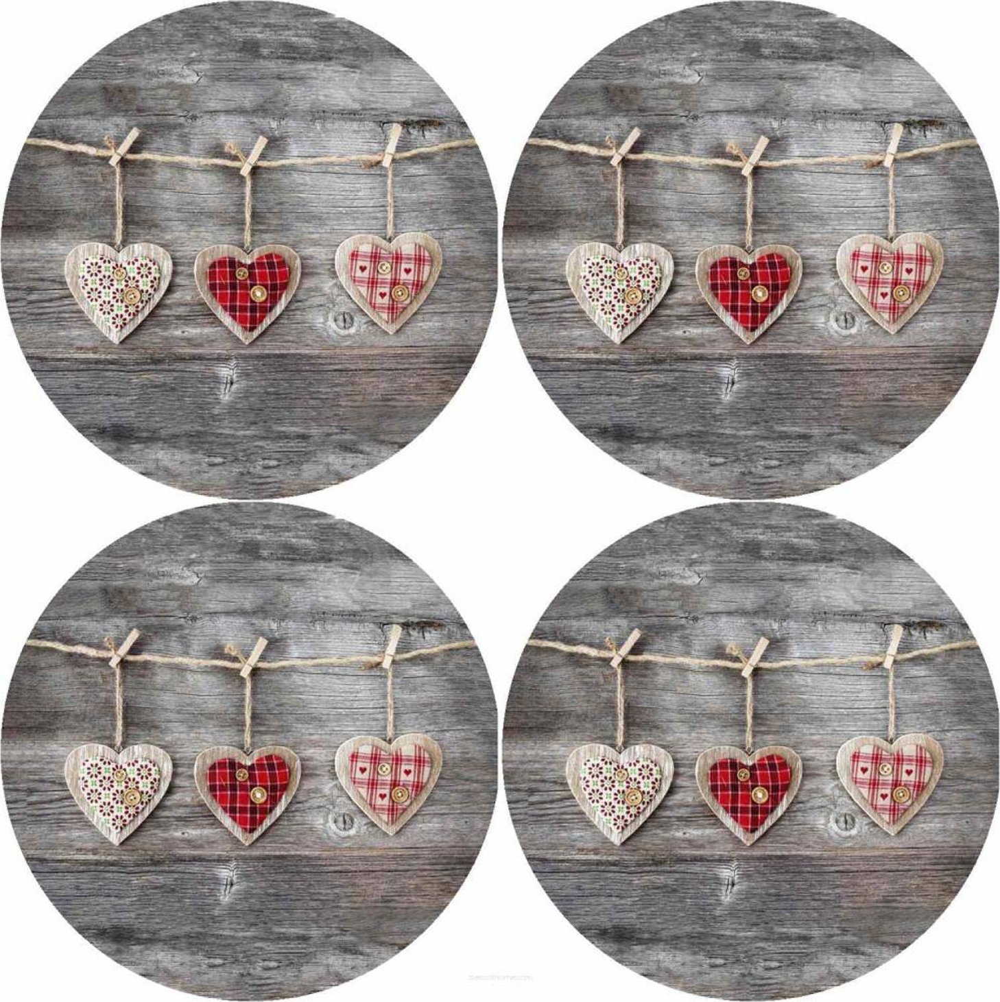 Bertoni Zestaw podkładek na stół okrągłych 4D - HEARTS