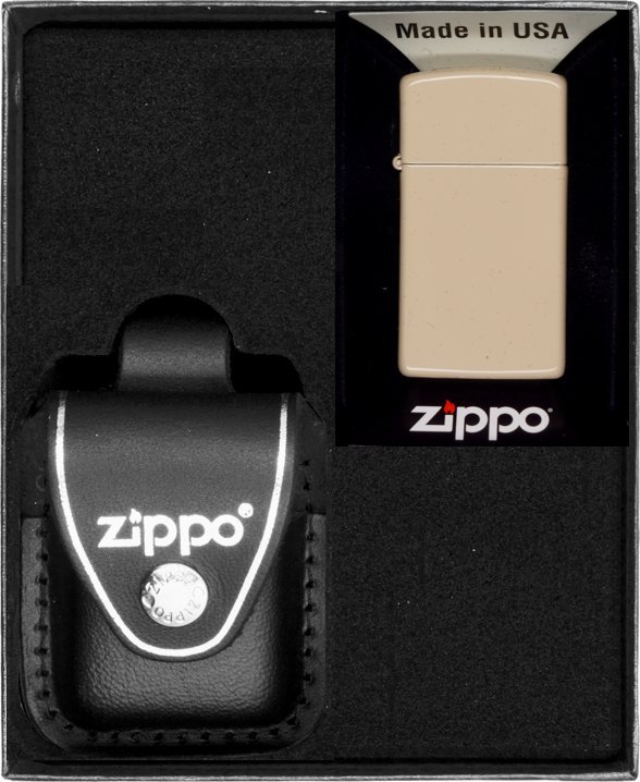Zestaw ZIPPO Zapalniczka FLAT SAND SLIM Prezentowy No3