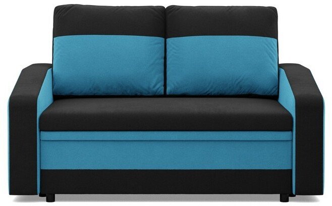 Adams Group Sofa rozkładana, mikrofibra, AURELO, 148x87x90 cm, czarny, niebieski