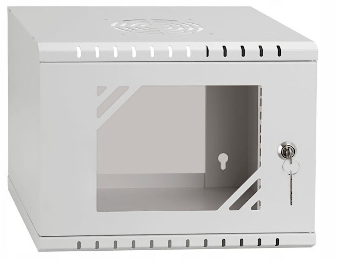 Szafa Lexi-NET LEXI-Net 10" szafka ścienna Basic 4U 320x300, szklane drzwi, bez tyłu, spawany, szary