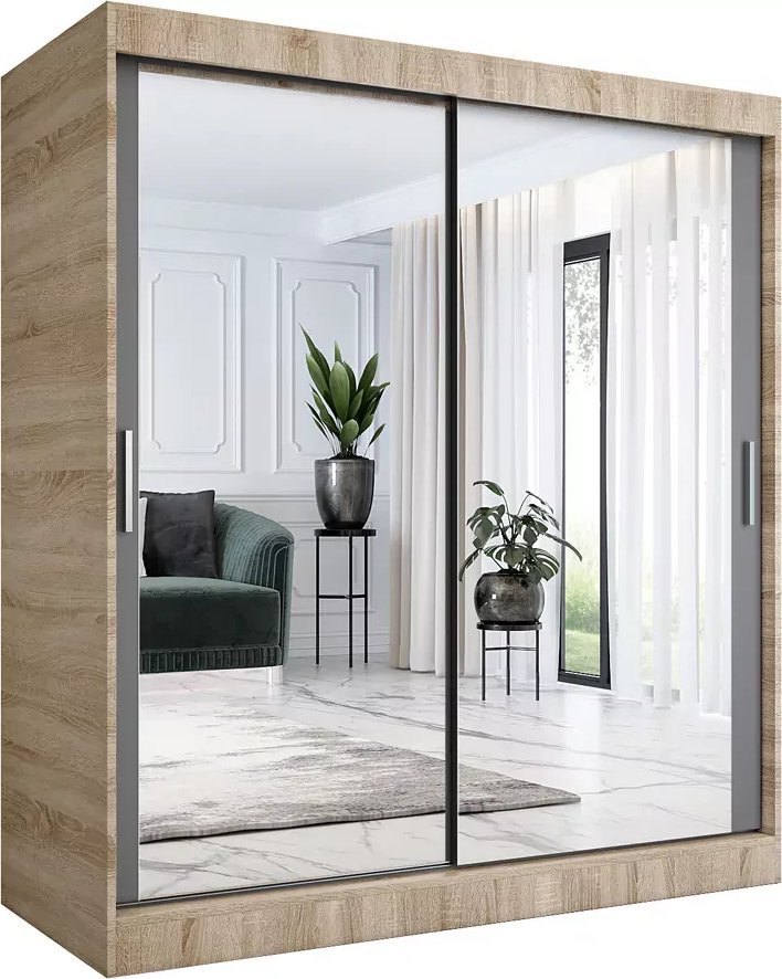 Elior Szafa przesuwna z lustrem 180 cm dąb sonoma + antracyt - Edna 5X