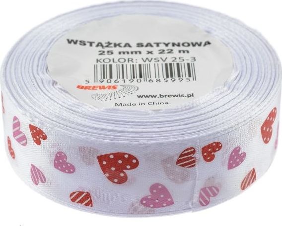 BREWIS Wstążka satynowa serca 25mm kolor 3 Brewis
