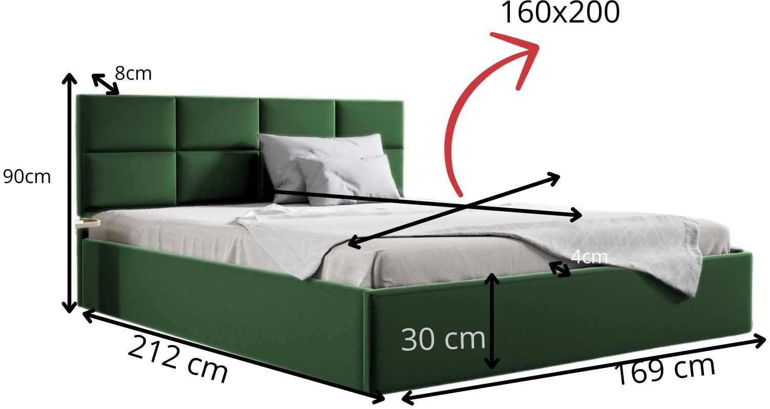 ŁÓŻKO GOBI II 160X200 , PANELE TAPICEROWANE riviera 38