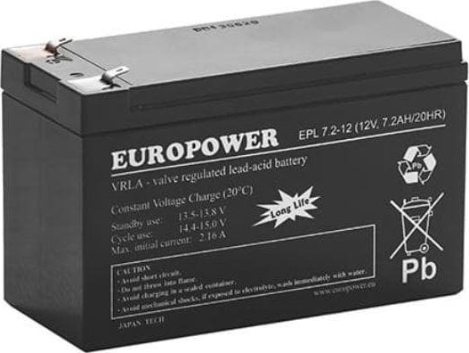 Europower Akumulator AGM EUROPOWER serii EPL 12V 7,2Ah T1 (Żywotność 15 lat)