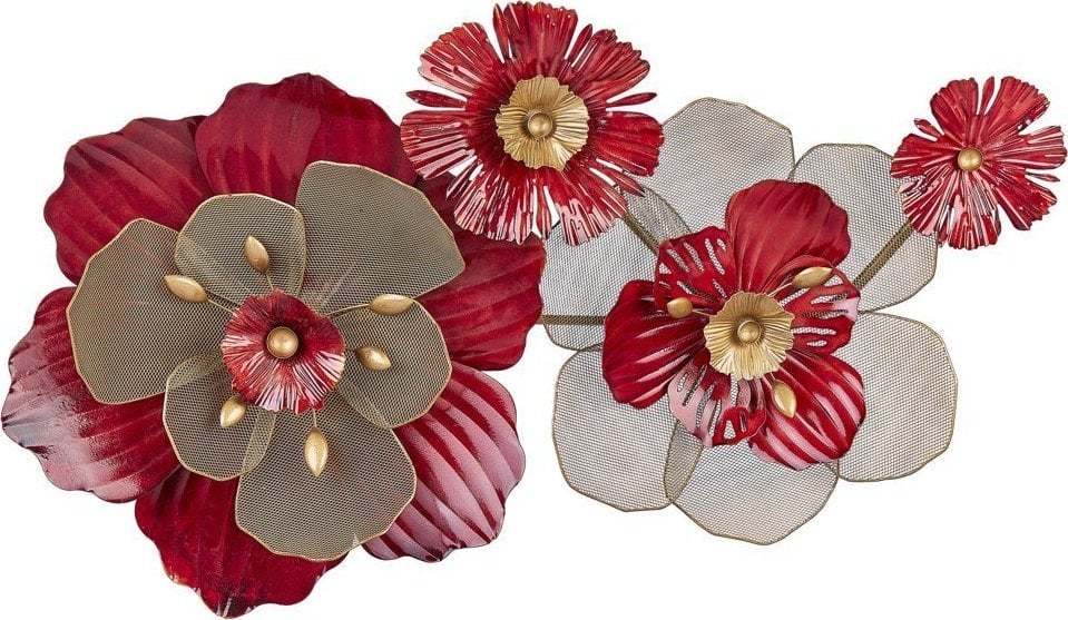 Beliani Dekoracja ścienna kwiaty czerwone SCANDIUM