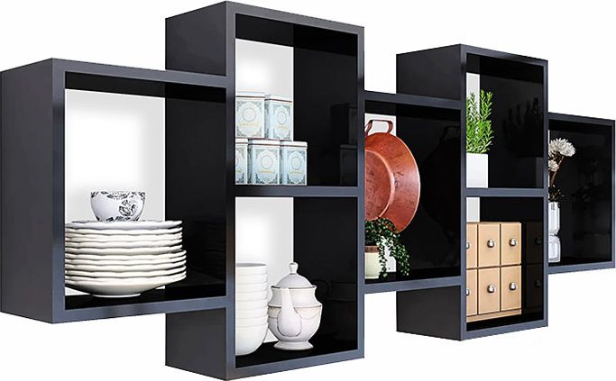 Elior Czarna minimalistyczna półka ścienna - Timona