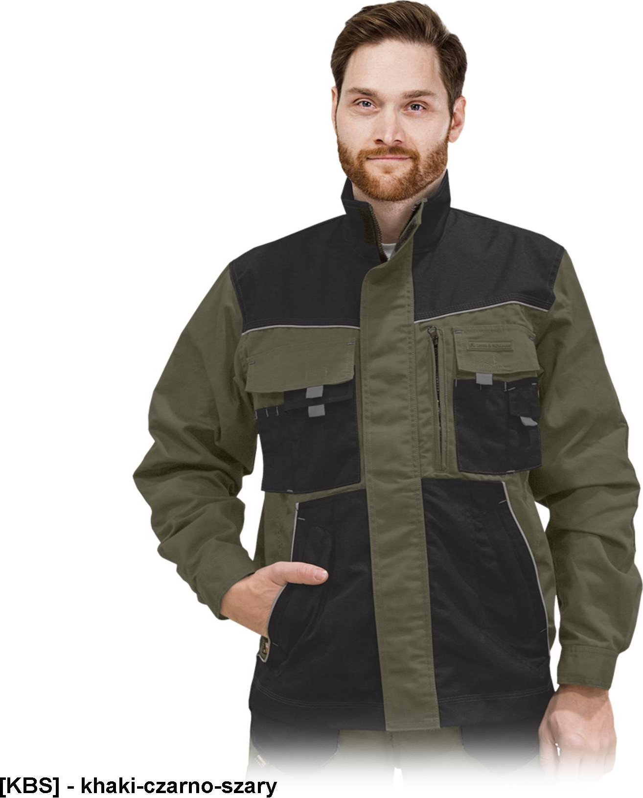 R.E.I.S. LH-FMN-J - bluza ochronna zapinana na suwak oraz na rzepy, - khaki-czarno-szary L