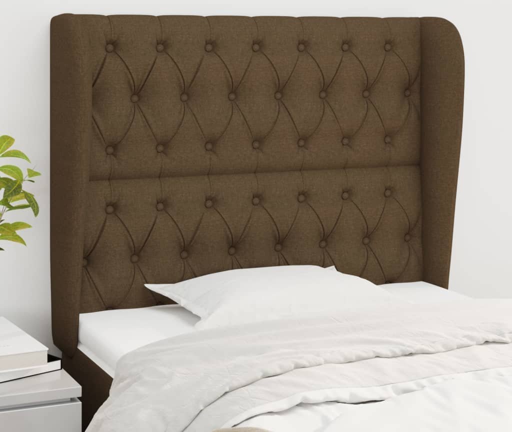 vidaXL vidaXL Zagłówek uszak, ciemnobrązowy, 93x23x118/128 cm, tkanina