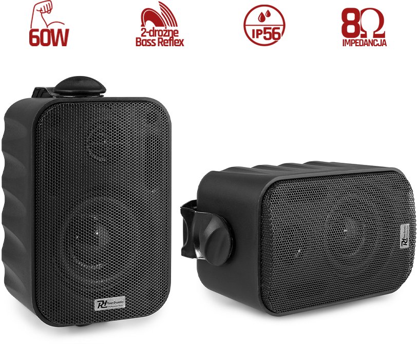 Kolumny instalacyjne 3" 60W IPX5 PD BGO30 czarne w zestawie 2szt one size