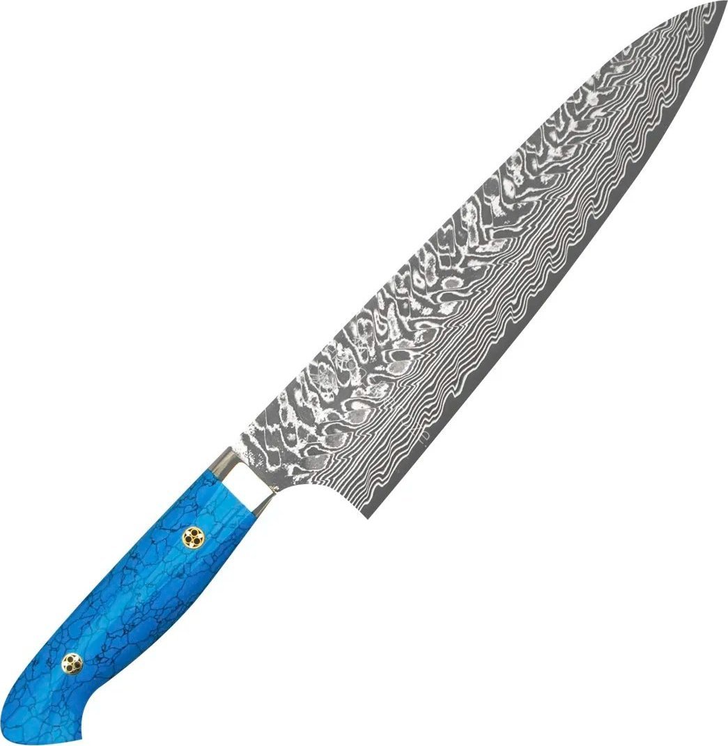 Yoshimi Kato Sg2 Turquoise nóż Szefa Kuchni 21 Cm