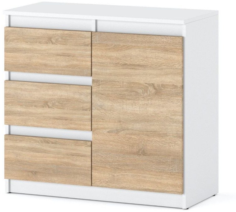 Komoda 3 Szuflady Szafka Agnes Do Salonu Sypialni Nowoczesna Biała Sonoma