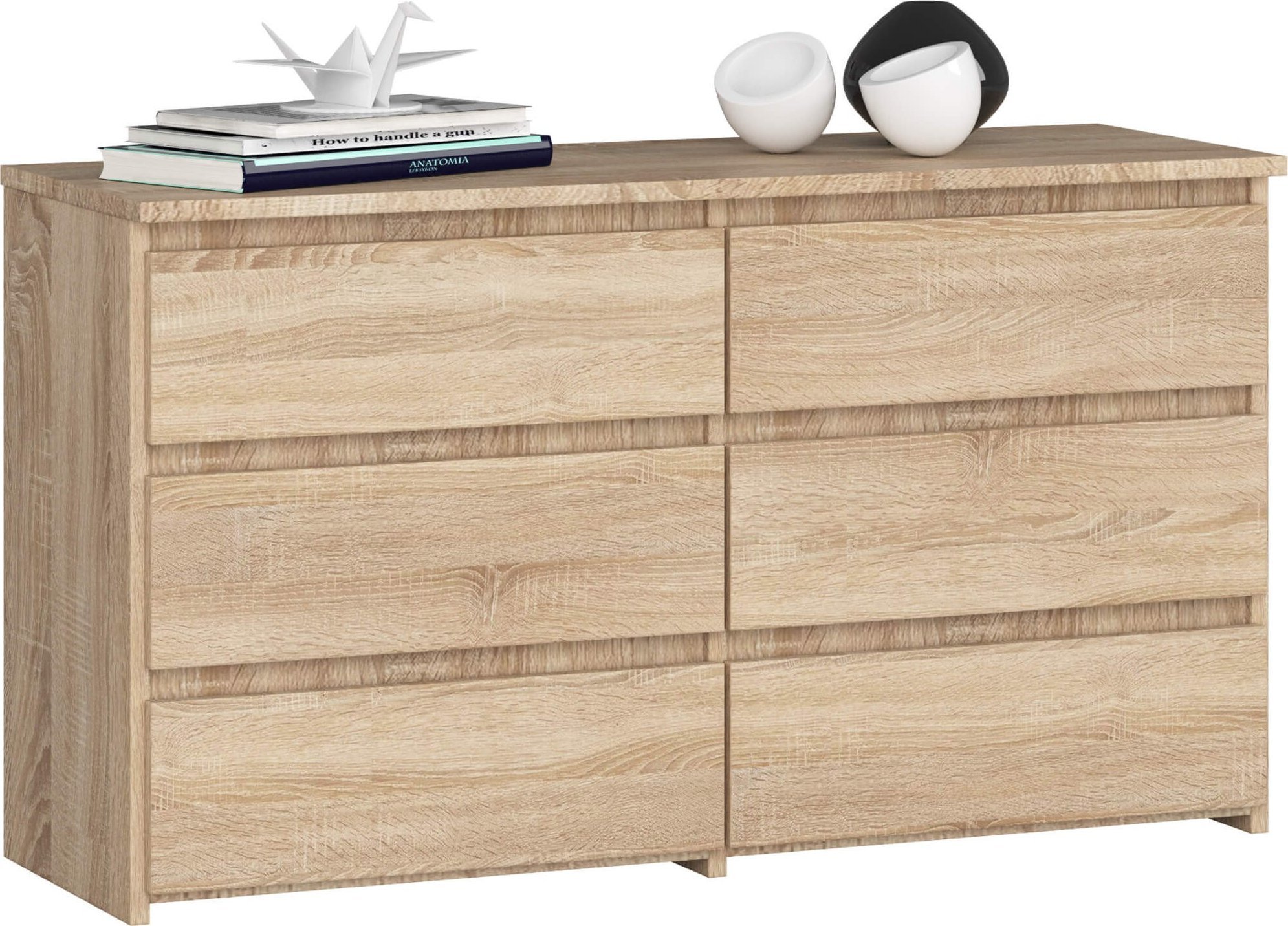 Fabryka Mebli Akord Komoda do salonu CL 100 cm 6 szuflad klasyczna - dąb sonoma