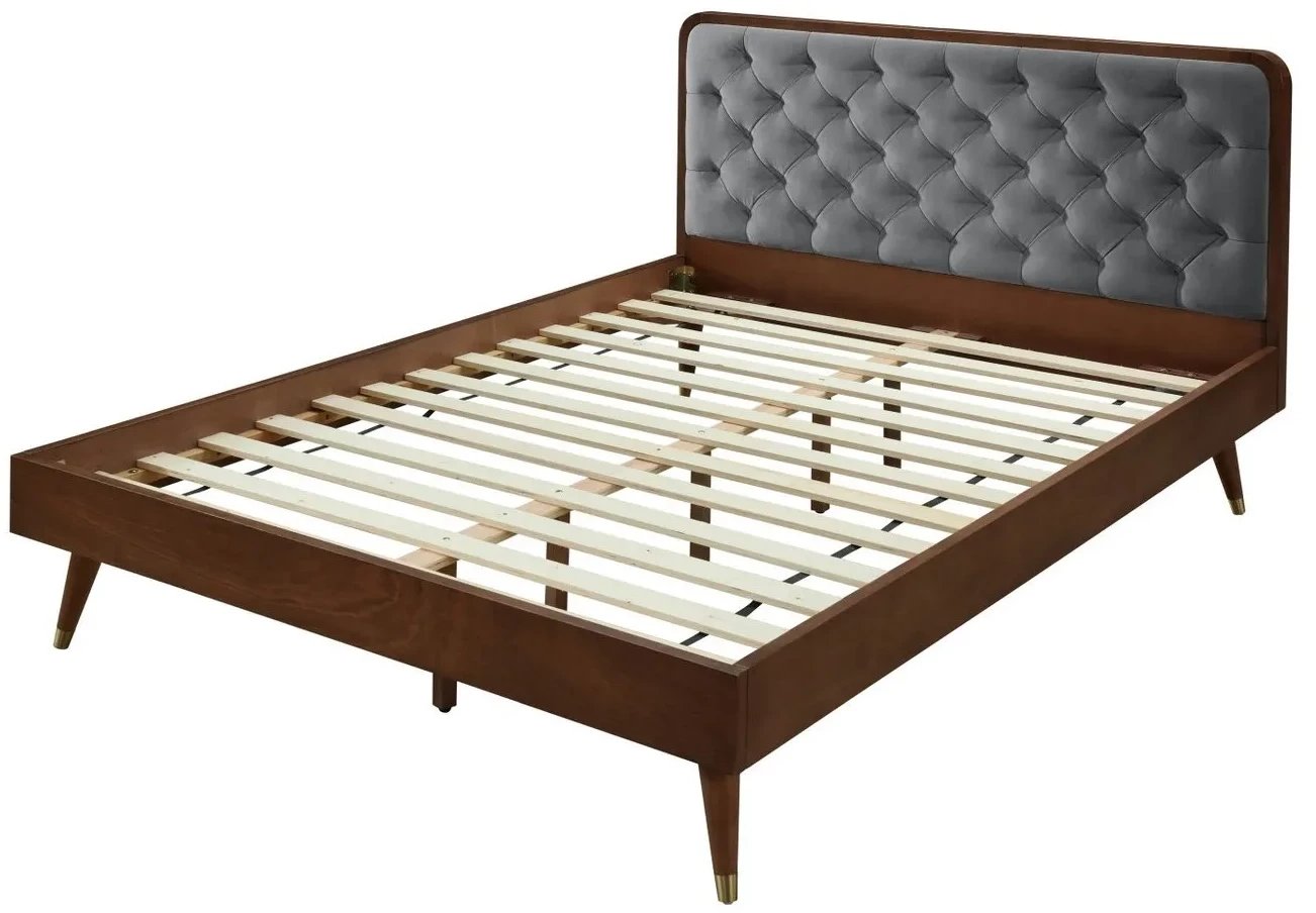 Łóżko CASSIDY 140x200 szare/orzech HALMAR